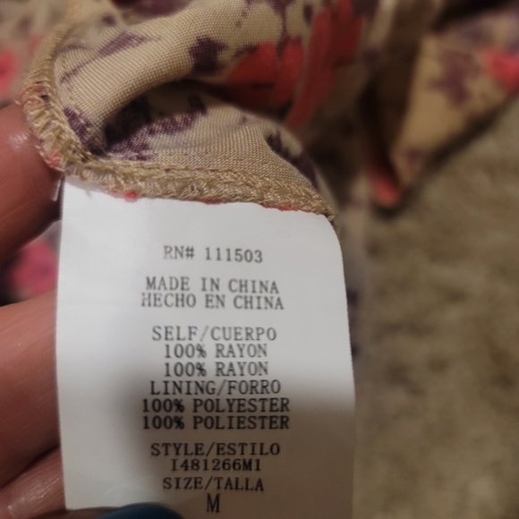 EUC As You Wish By Macy's Boho Ruffled Belted Floral Dress Size Medium - Picture 6 of 6